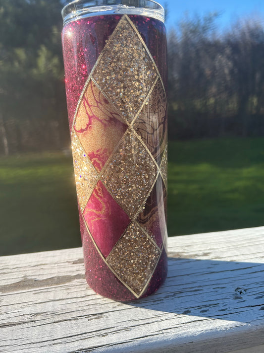 20oz Diamond Hourglass Tumbler Merlot/Gold