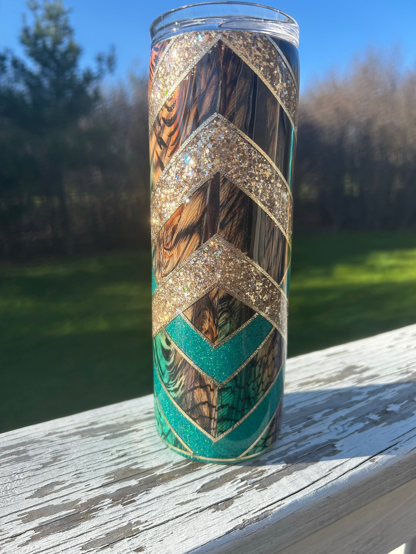 20oz Weave Tumbler Teal/Gold