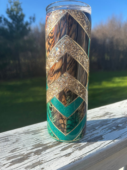 20oz Weave Tumbler Teal/Gold