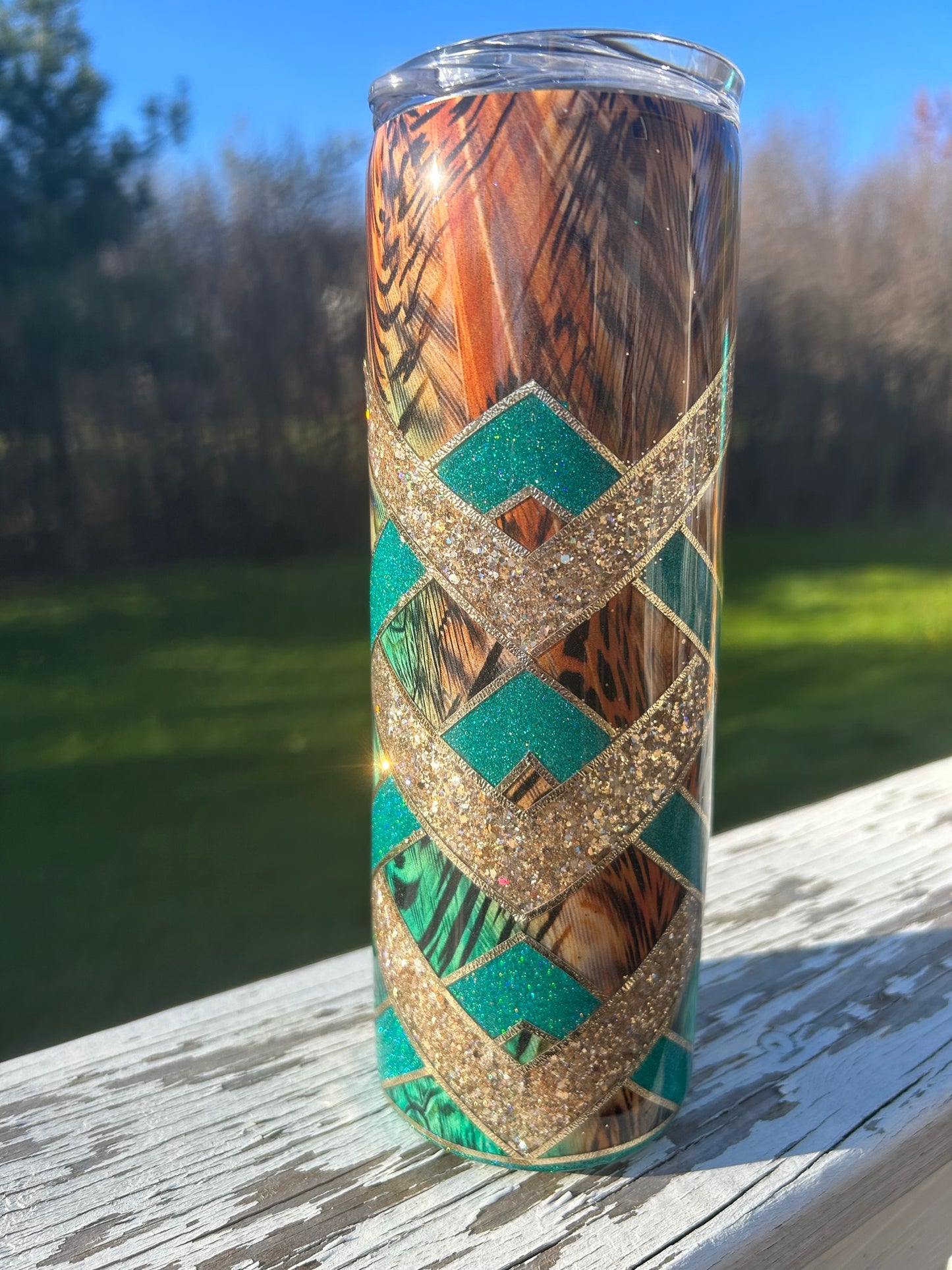 20oz Weave Tumbler Teal/Gold