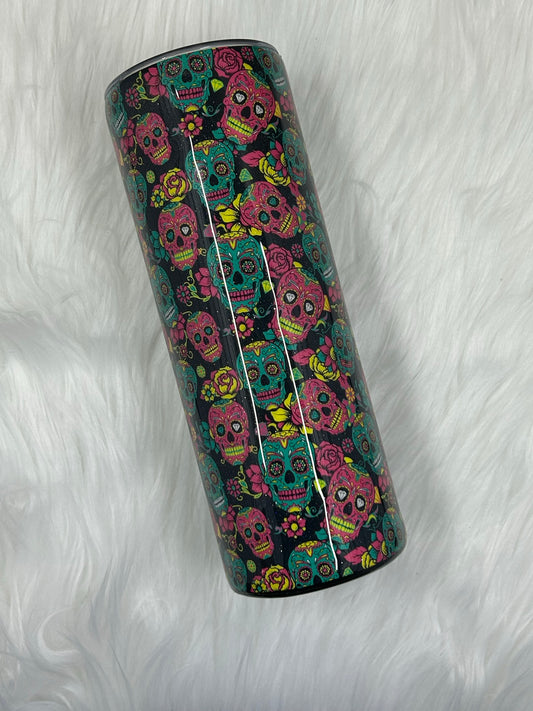 Sugar Skull Vinyl Wrap Tumbler 20oz