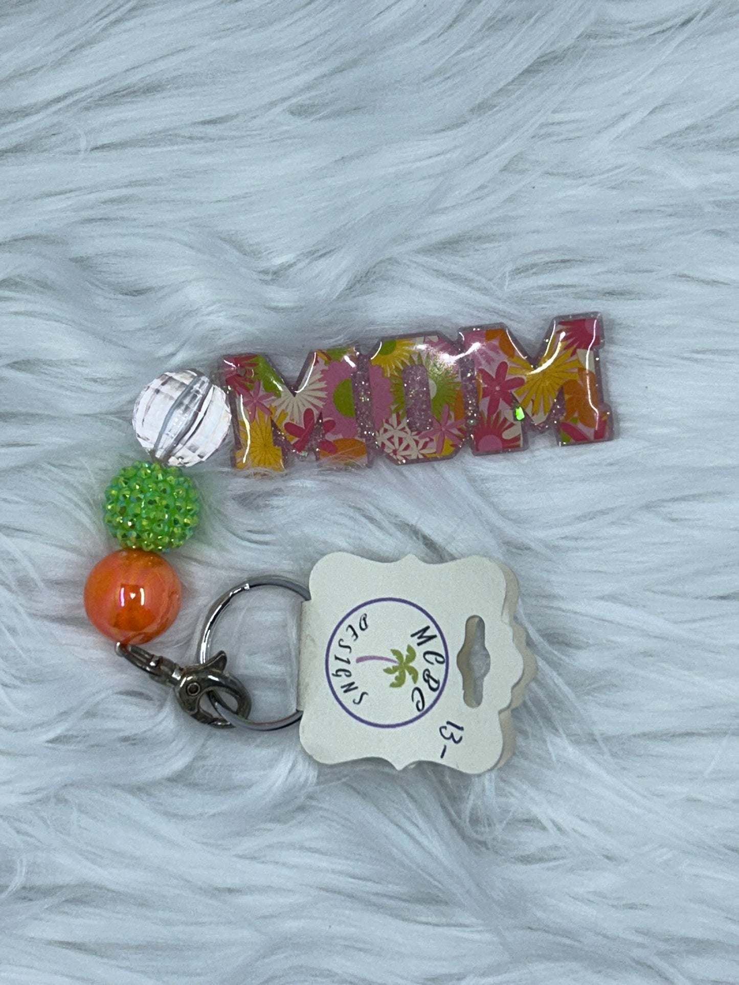 MOM pink/orange Keychain