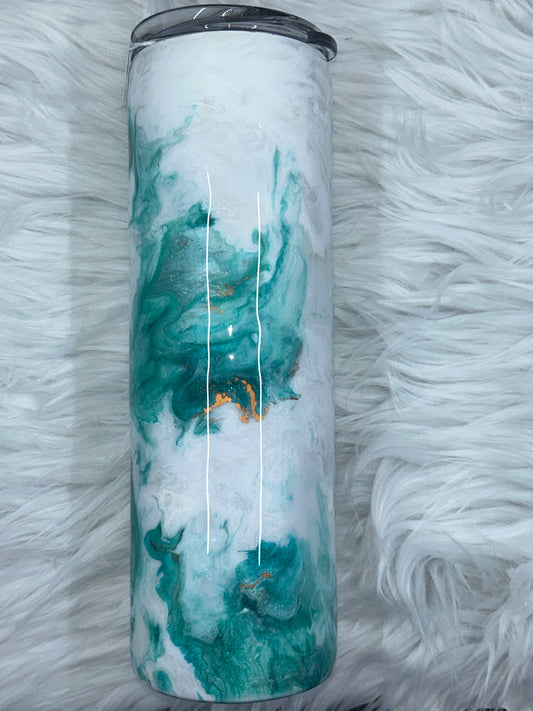 30oz Marble Teal Tumbler