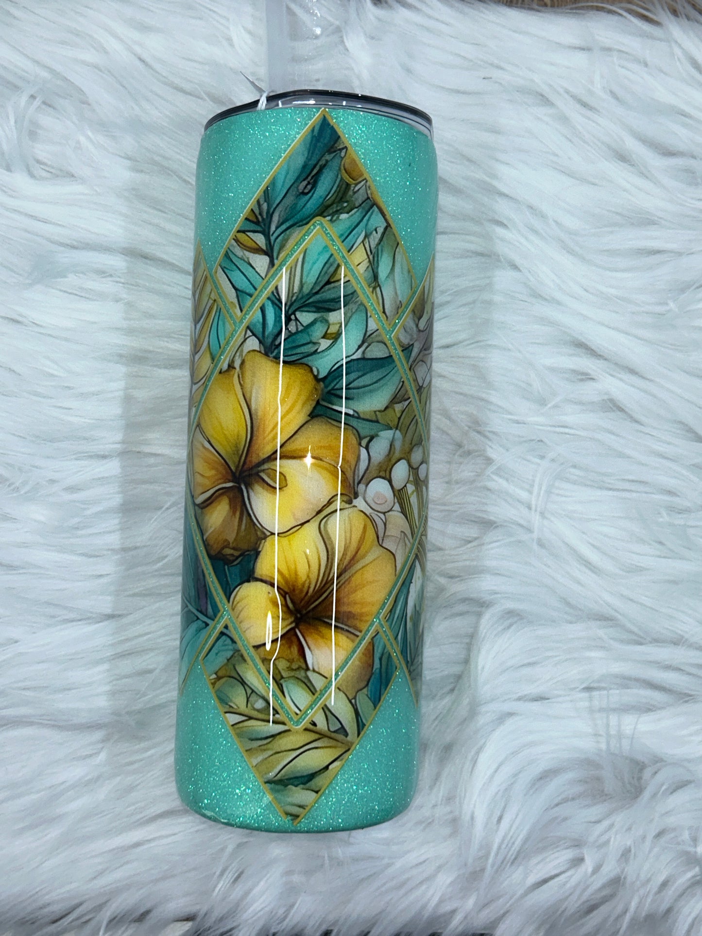 Teal Diamond Flower 20oz Tumbler