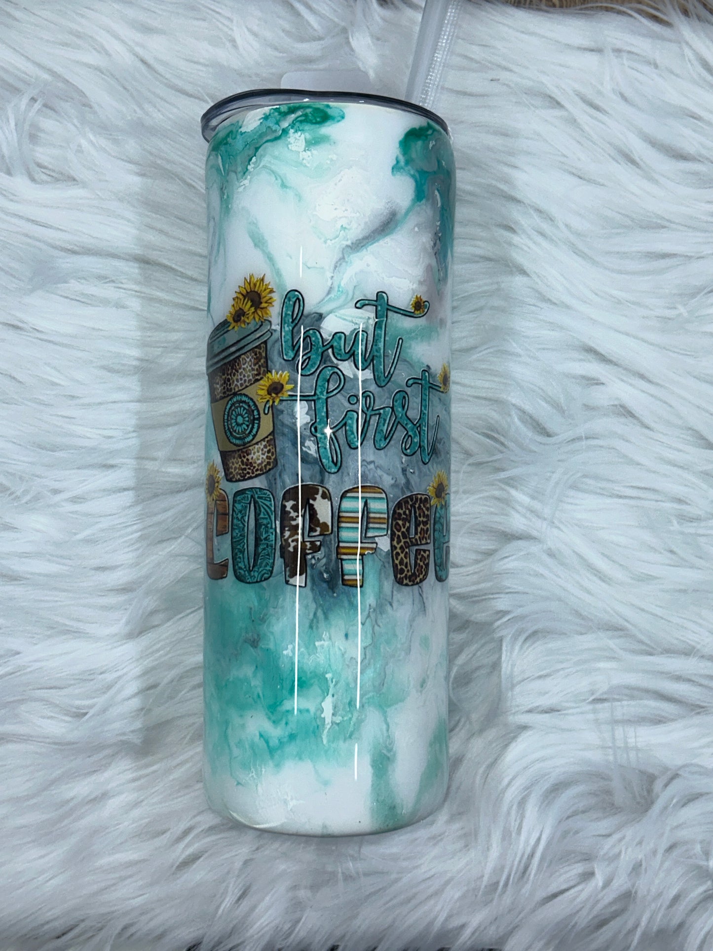 But 1st Coffee Teal Swirl Tumbler 20oz